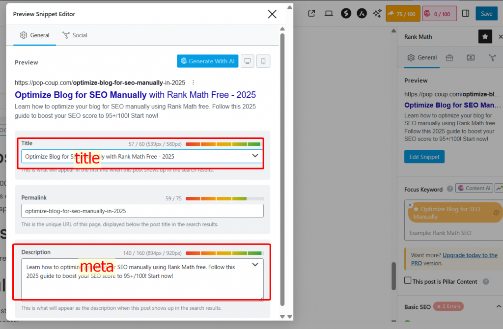 "Optimize Blog for SEO Manually"